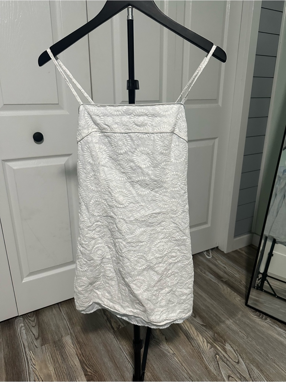 Lulu's White Mini Dress with Textured Floral Quilting